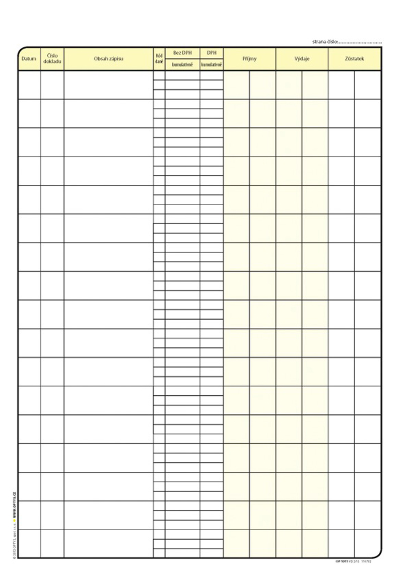 1011 Pokladní kniha A4 s DPH /48l