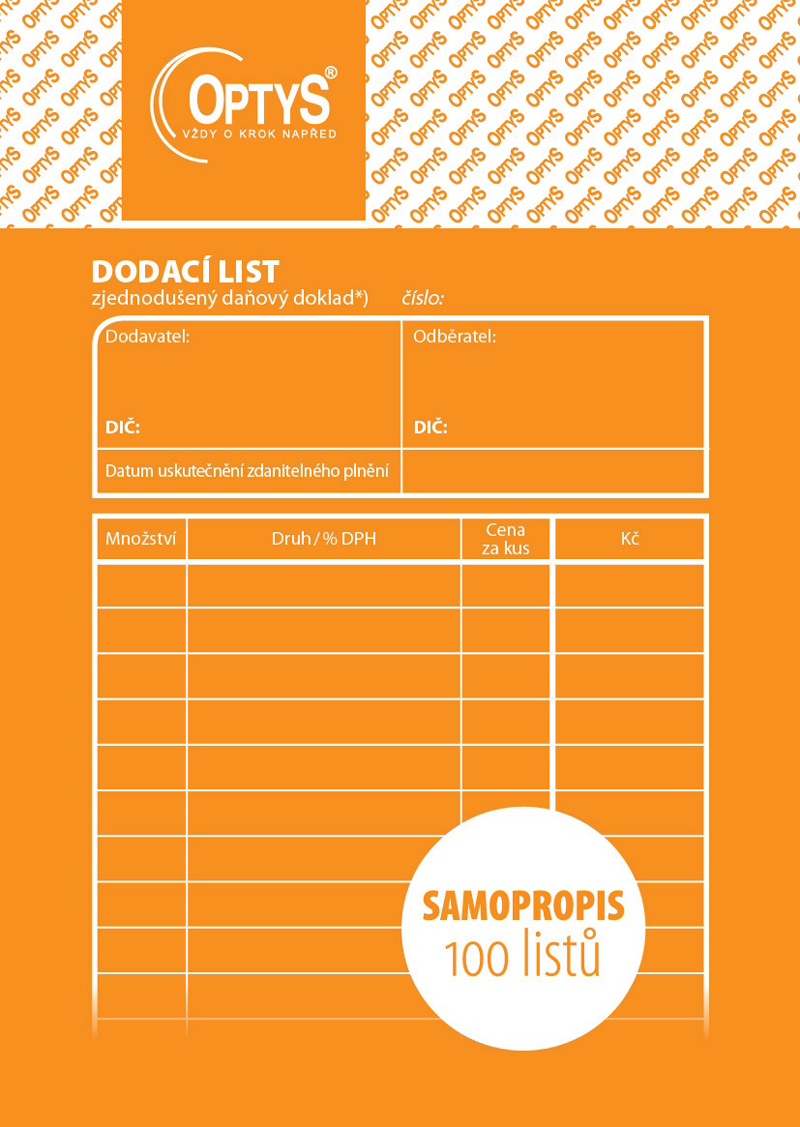 1078 Dodací list A6/100l NCR