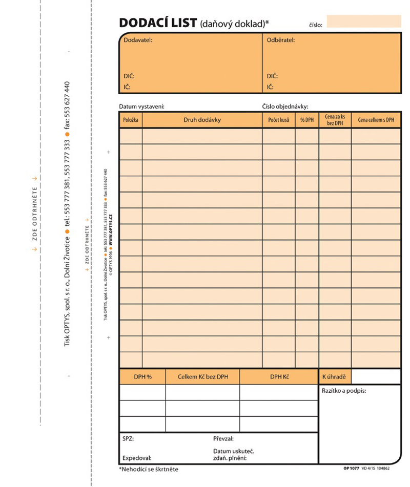 1079 Dodací list 20x21/100l NCR