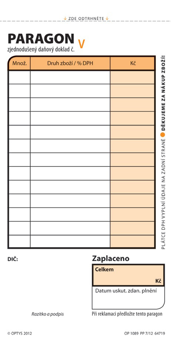 1089 Paragon obchodní 2x50 NCR číslovaný  7,5x15cm