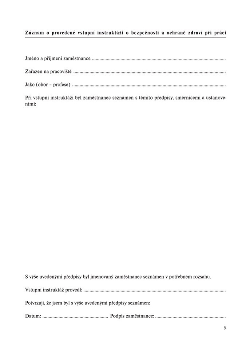 1221 Zápisník bezpečnosti práce A5