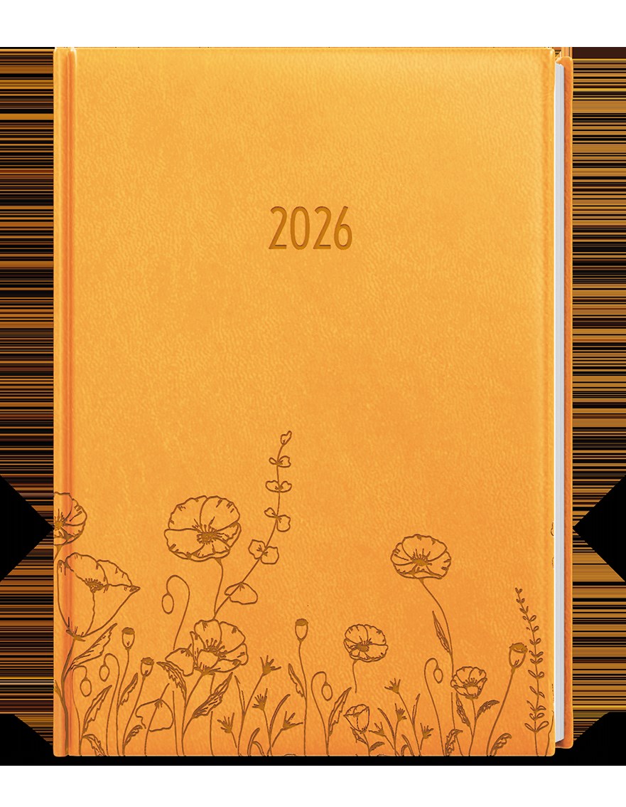 *B26  BDA61-23-26  Denní diář - Adam - Vivella s ražbou - B6 - okrová - Louka