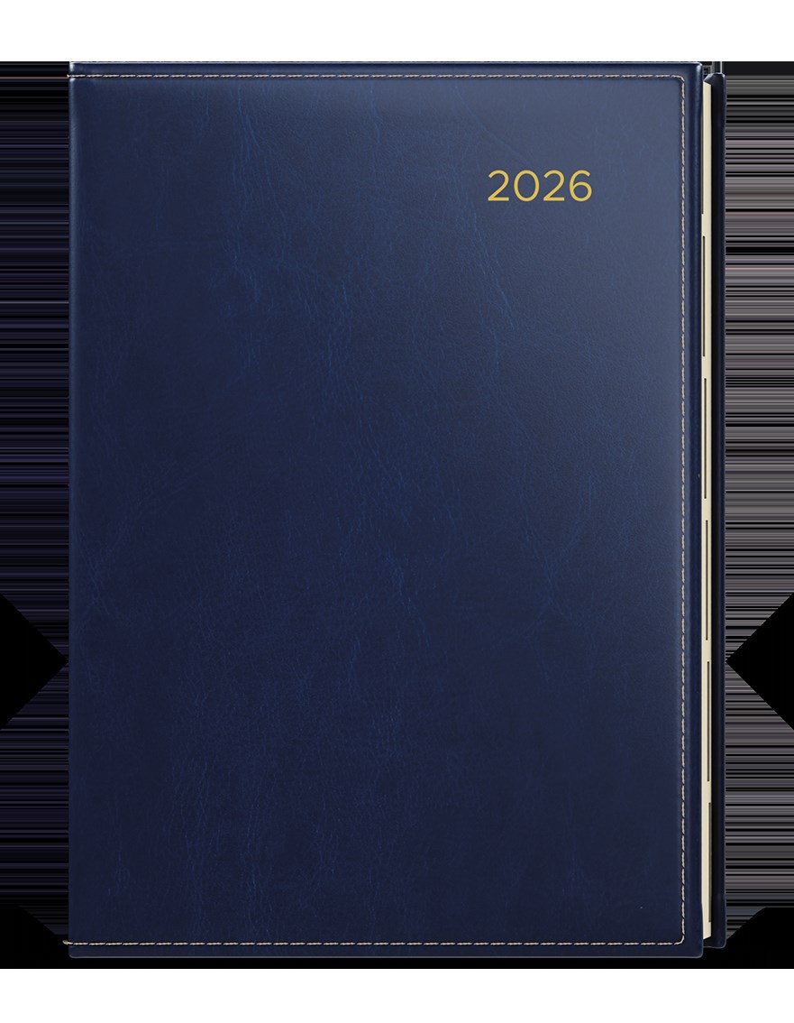 *B26  BDCk17-1-26  Denní diář - Ctirad s výsekem - Premier - A5 - modrá ,    sobota a neděle zvlášť na stránce - krémový papír