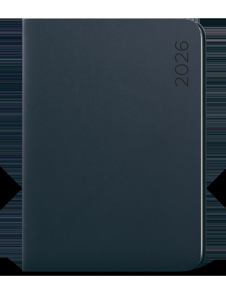 *B26  BDD22-14-26  Denní diář - David - Nuba - A5 - antracitová , imitace semiše, kulaté rohy