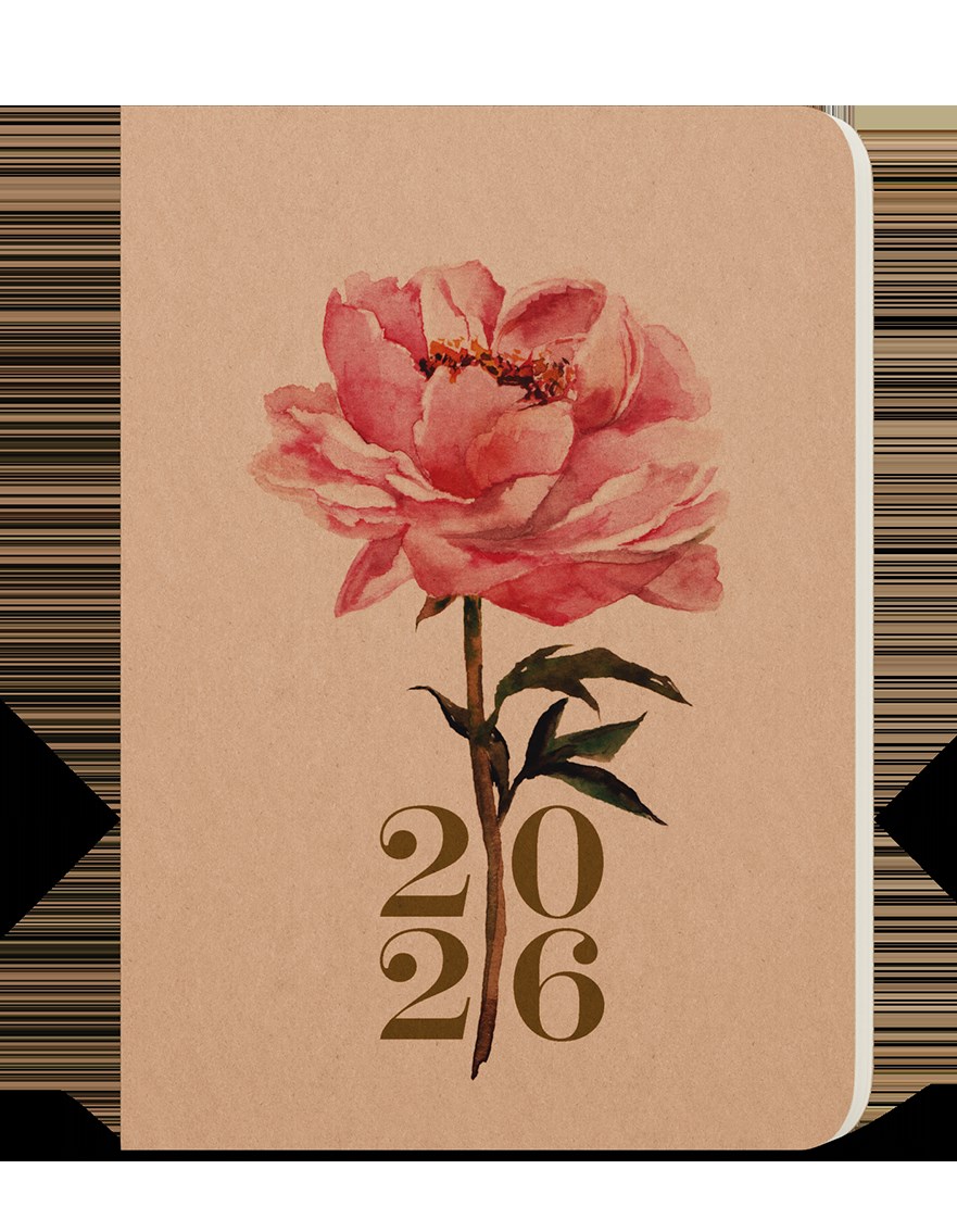 *B26  BDD4-1-26  Denní diář - David - Kraft - A5 - Růže , kraftový papír