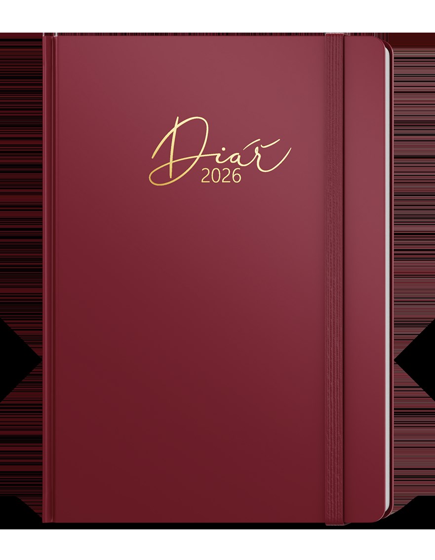 *B26  BDD8-3-26  Denní diář - David - Luxi - A5 - bordó , nepoškrabatelné matné lamino