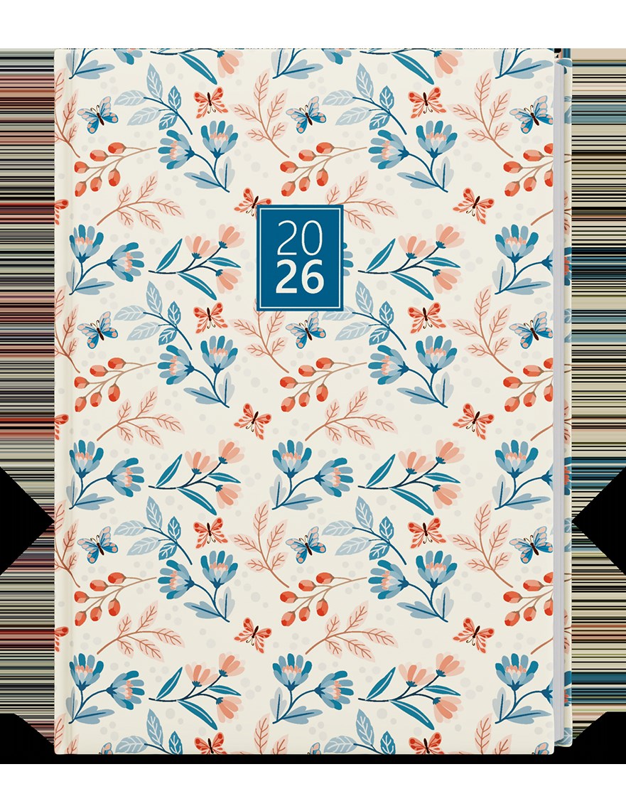 *B26  BDD9-2-26  Denní diář - David - Lamino - A5 - Motýli , parciální lak