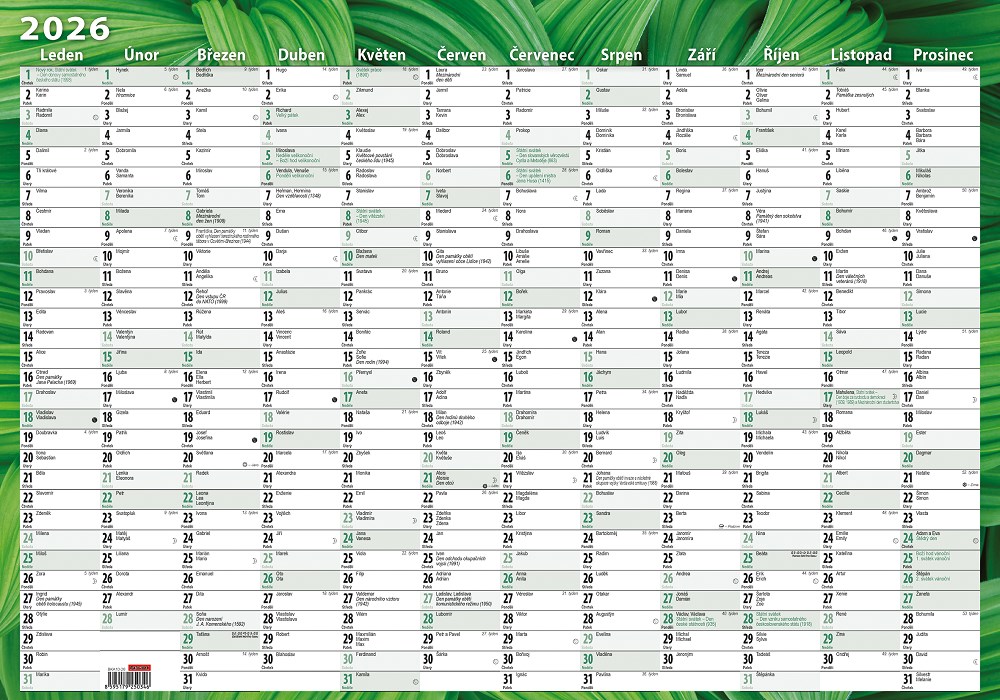 *B26  BKA10-26  Nástěnný roční kalendář (600x420 mm) - Listy