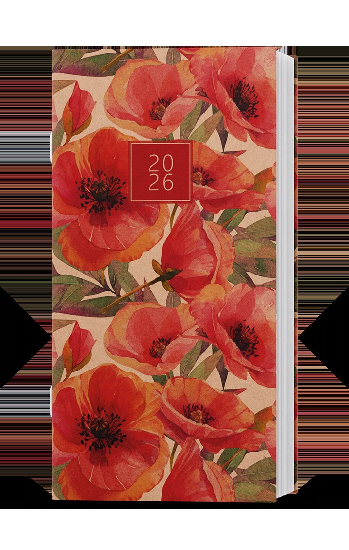 *B26  BMH2-1-26  Měsíční diář - Halina - Kraft - Květiny , obálka z kraftového papíru