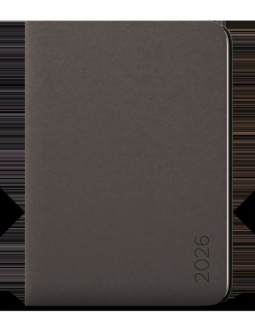 *B26  BMN22-31-26  Měsíční diář s notesem - DiNo - B5 - šedá , imitace semiše, kulaté rohy