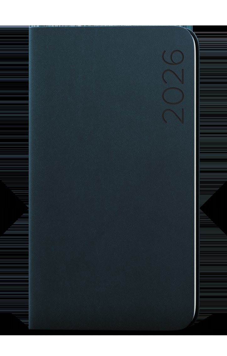 *B26  BTJ22-14-26  Týdenní diář - Jakub - Nuba - kapesní - antracitová , imitace semiše, kulaté rohy