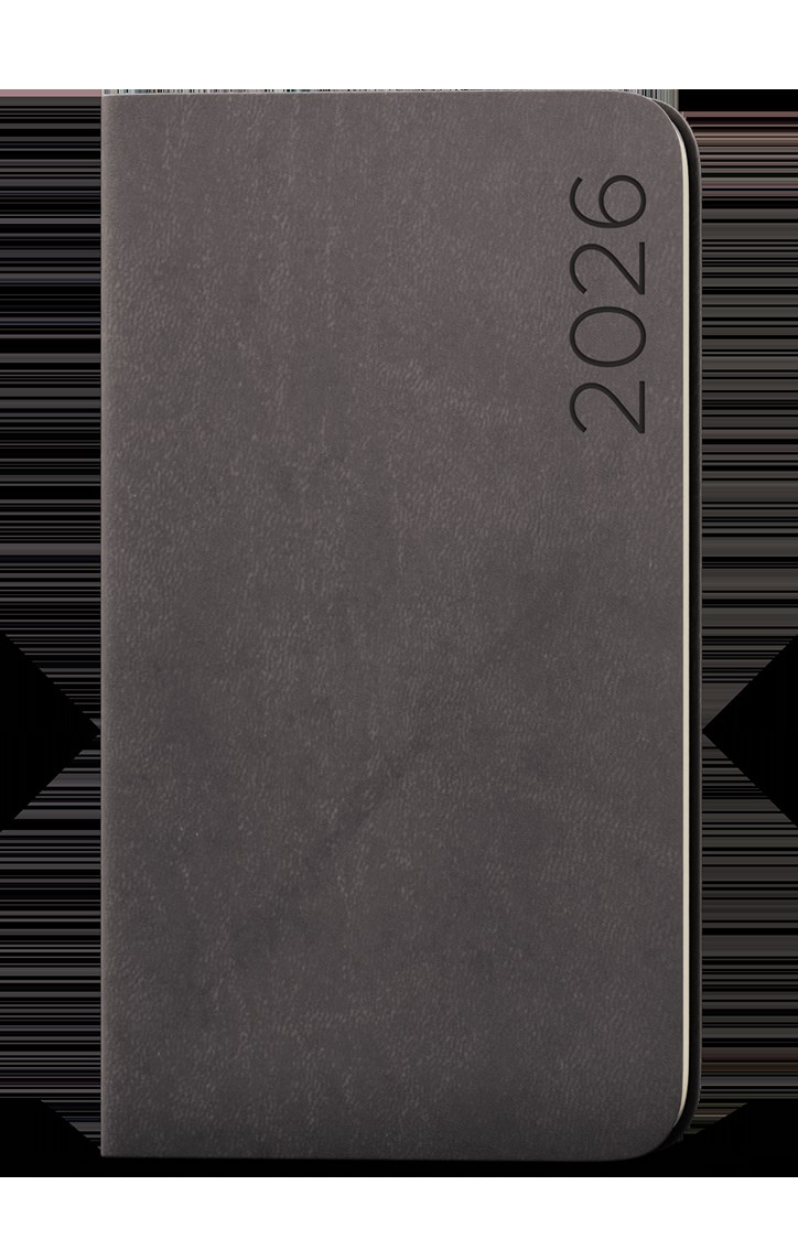 *B26  BTJ22-31-26  Týdenní diář - Jakub - Nuba - kapesní - šedá , imitace semiše, kulaté rohy