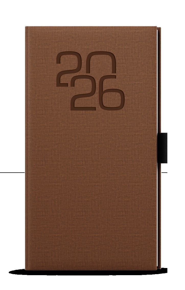 *B26  BTJ27-7-26  Týdenní diář - Jakub - Fabric - kapesní - hnědá , poutko černé