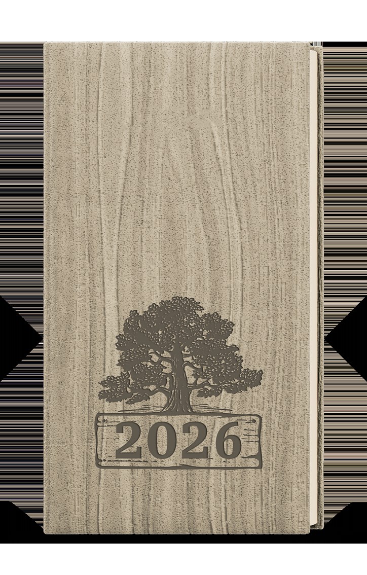 *B26  BTJk65-27-26  Týdenní diář - Jakub - Wood - kapesní - světle hnědá , krémový papír