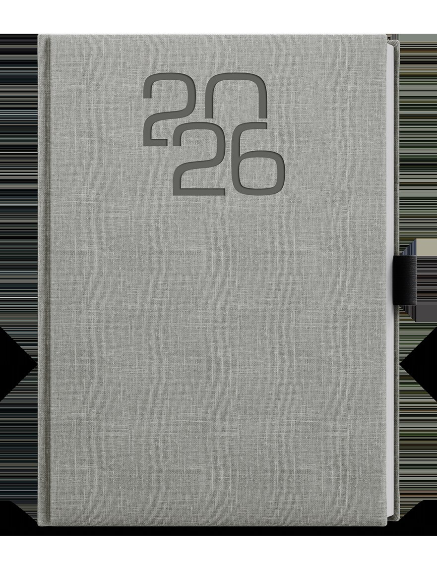 *B26  BTO27-9-26  Týdenní diář - Oskar - Fabric - A5 - šedá , poutko