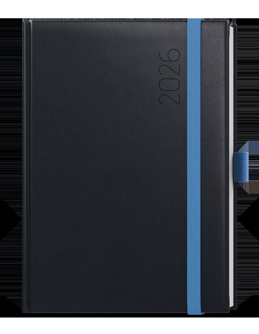 *B26  BTO3-2-26  Týdenní diář - Oskar - Reno - A5 - černá  , modrá gumička