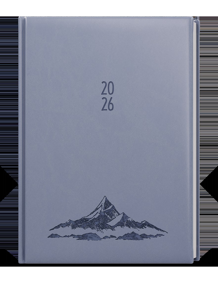 *B26  BTO61-15-26  Týdenní diář - Oskar - Vivella s ražbou - A5 - holubí šeď - Hory