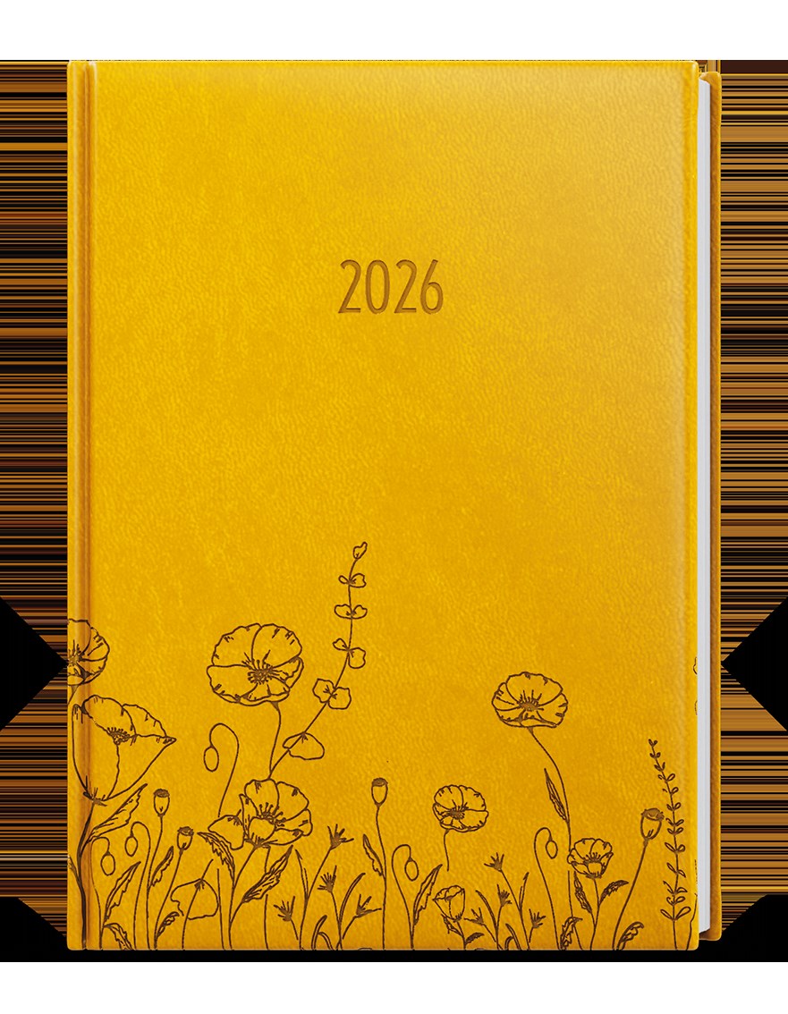 *B26  BTO61-23-26  Týdenní diář - Oskar - Vivella s ražbou - A5 - okrová - Louka