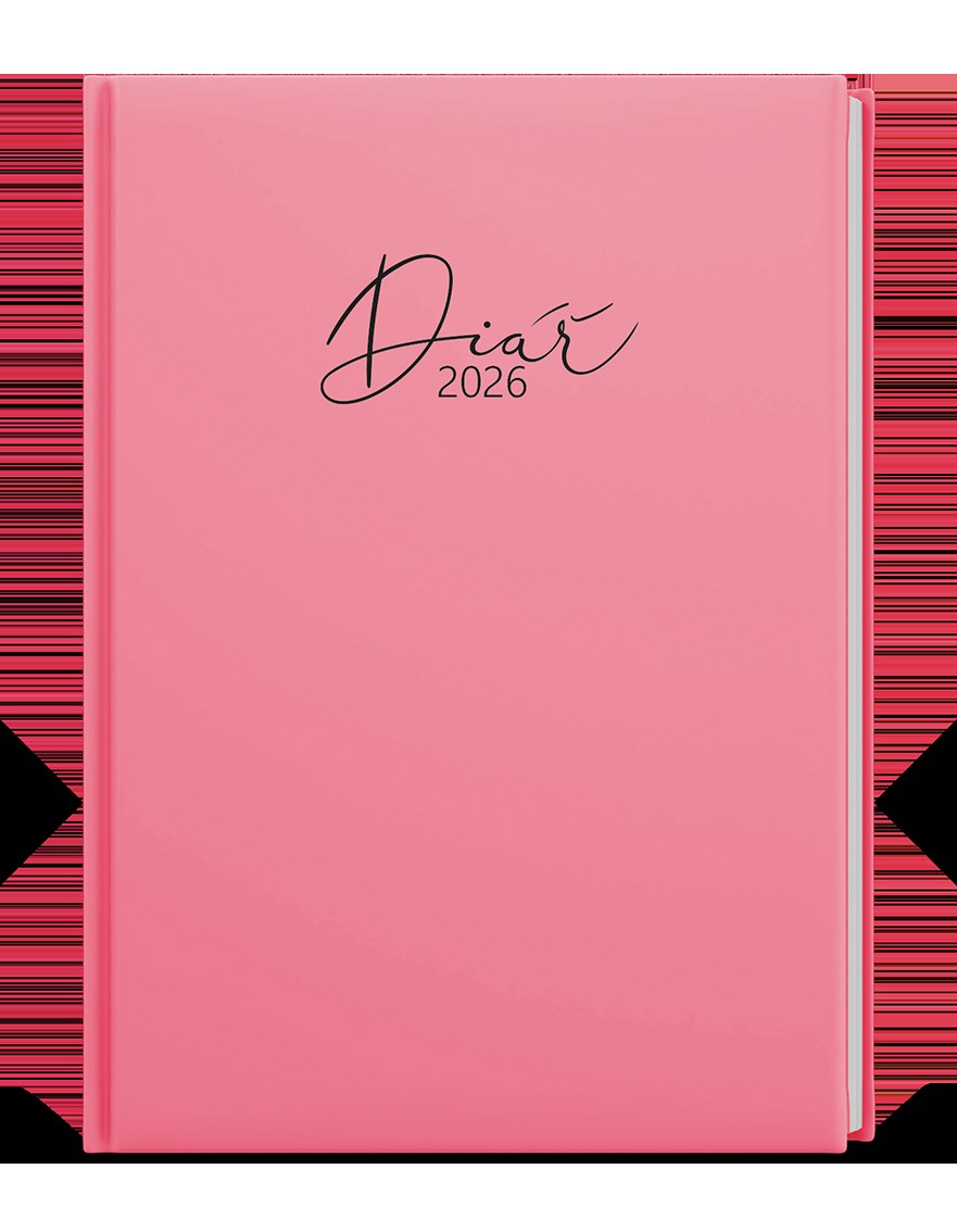 *B26  BTO9P-51-26  Týdenní diář - Oskar - Lamino Pastel - A5 - růžová , nepoškrabatelné matné lamino, parciální lak
