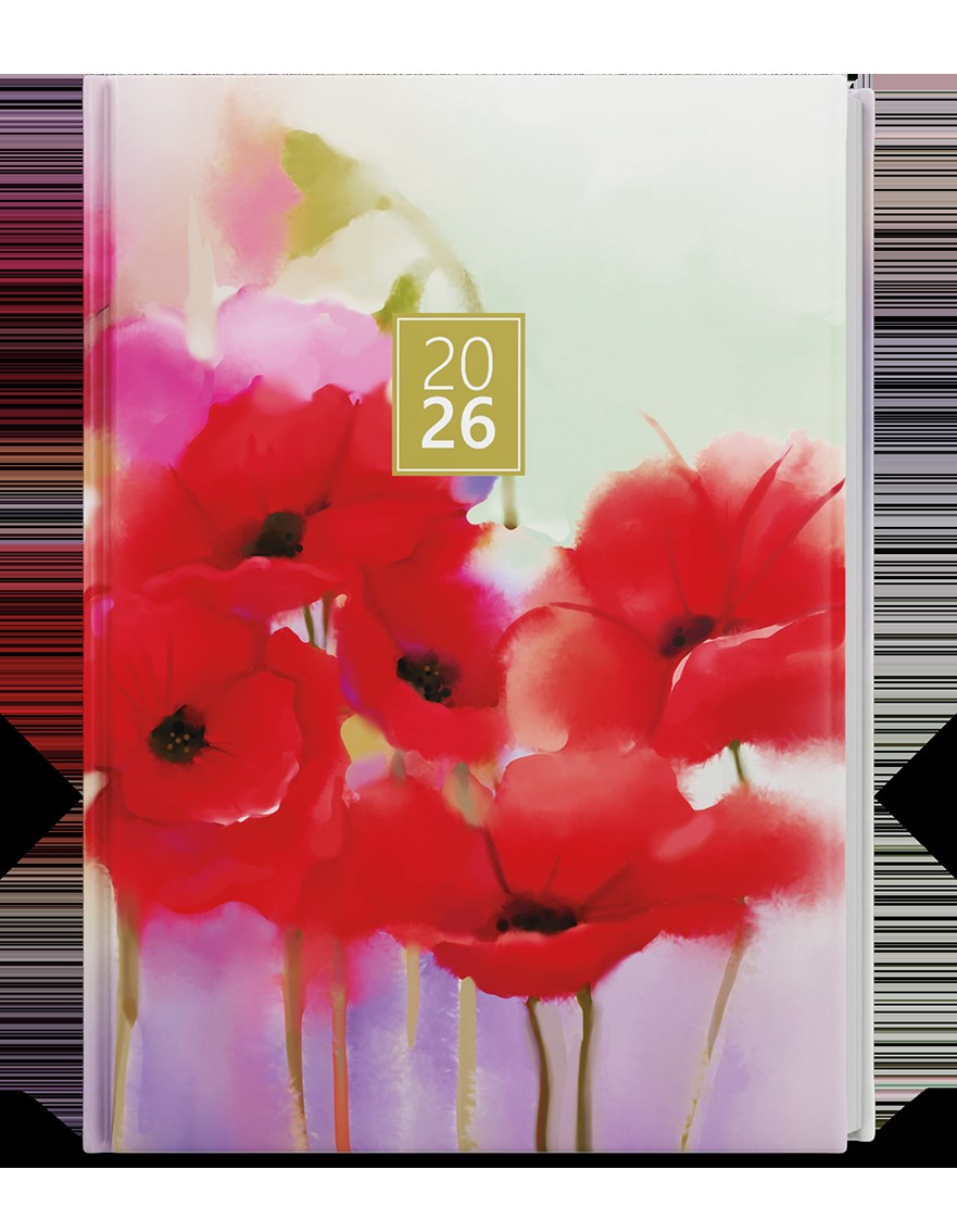 *B26  BTP9-7-26  Týdenní diář - Prokop - Lamino - B6 - Máky , parciální lak