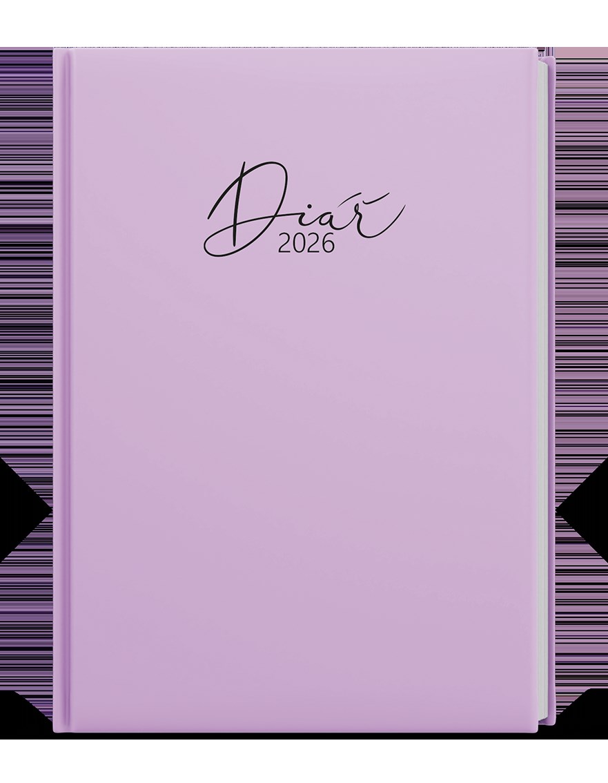 *B26  BTP9P-40-26  Týdenní diář - Prokop  - Lamino Pastel - B6 - fialová , nepoškrabatelné matné lamino, parciální lak