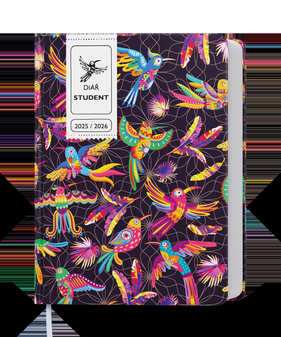 *B26  BTS9-3-26  Týdenní diář - Student - V8 - lamino - kapesní - Papoušci , kalendárium září 2025 - srpen 2026