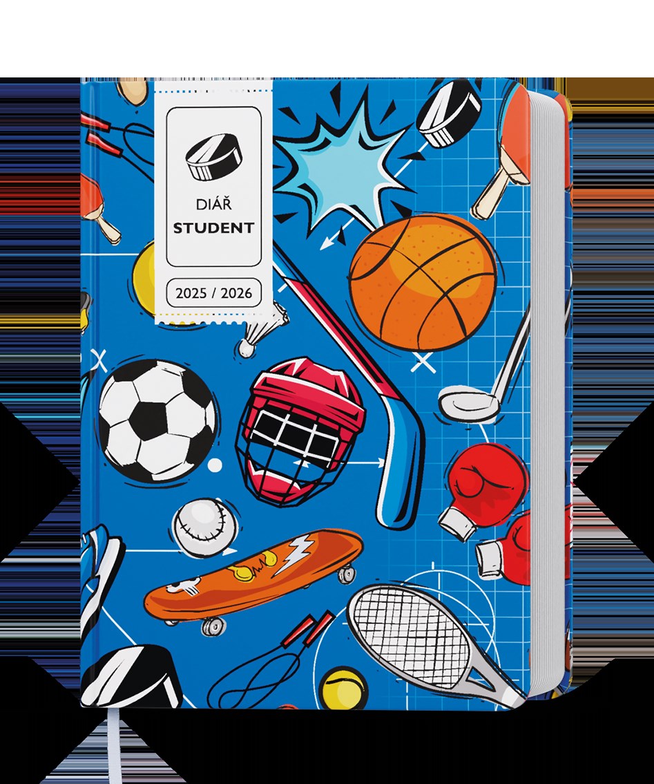 *B26  BTS9-5-26  Týdenní diář - Student - V8 - lamino - kapesní - Sport , kalendárium září 2025 - srpen 2026