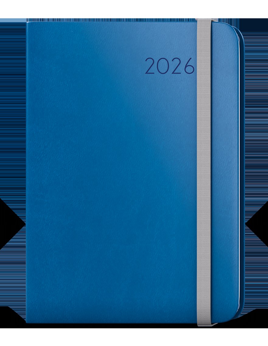 *B26  BTZ3-1-26  Týdenní diář - Zoro - Flexi - A5 - modrá , kulaté rohy, šedá gumička