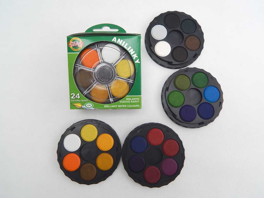 Barvy vodové 24 barev brilantní kulaté   174506/24