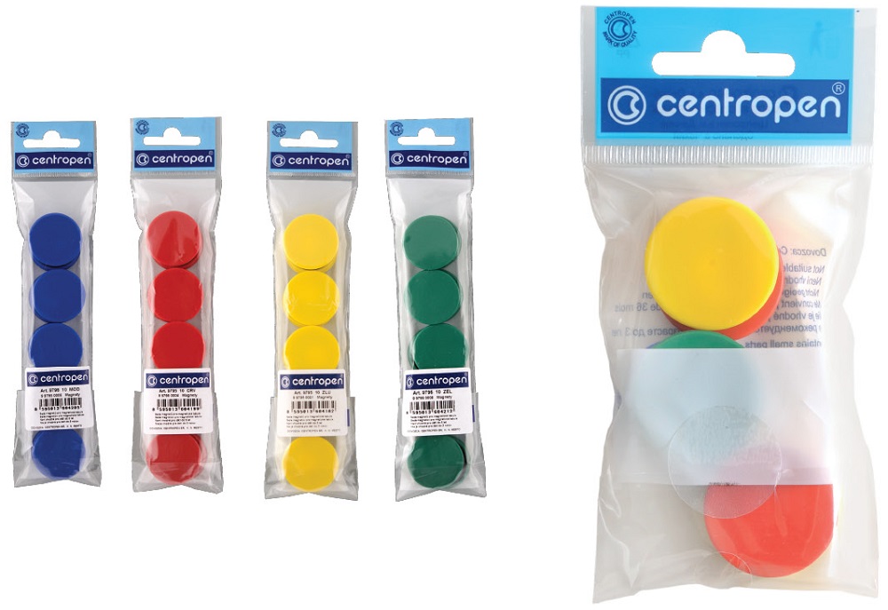 CENTROPEN magnet 9795 modrý plast (30mm) 1ks