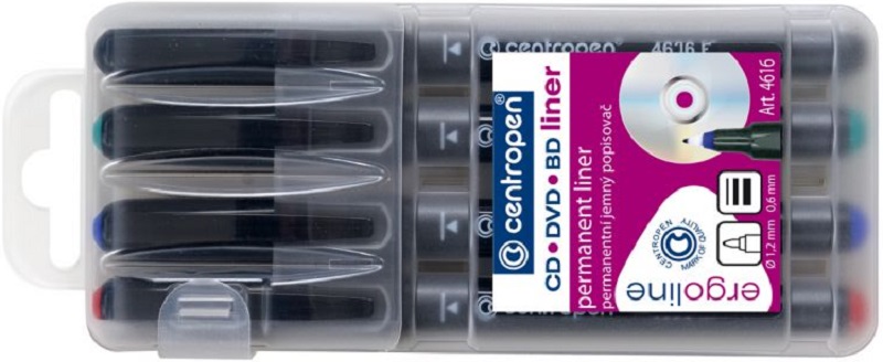 CENTROPEN popisovač 4616/4(2616/4) CD/DVD ET sada perman.
