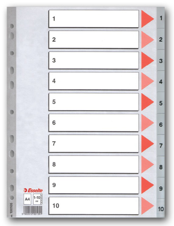ESSELTE 100105 plastový rejstřík A4 1-10