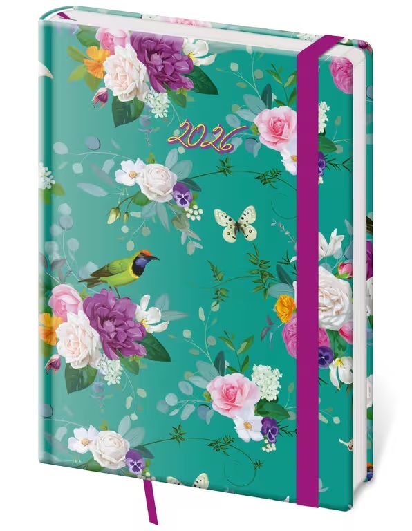 *H26  DV422-14-26   Diář denní A5 Vario - Romance s gumičkou , 145x205