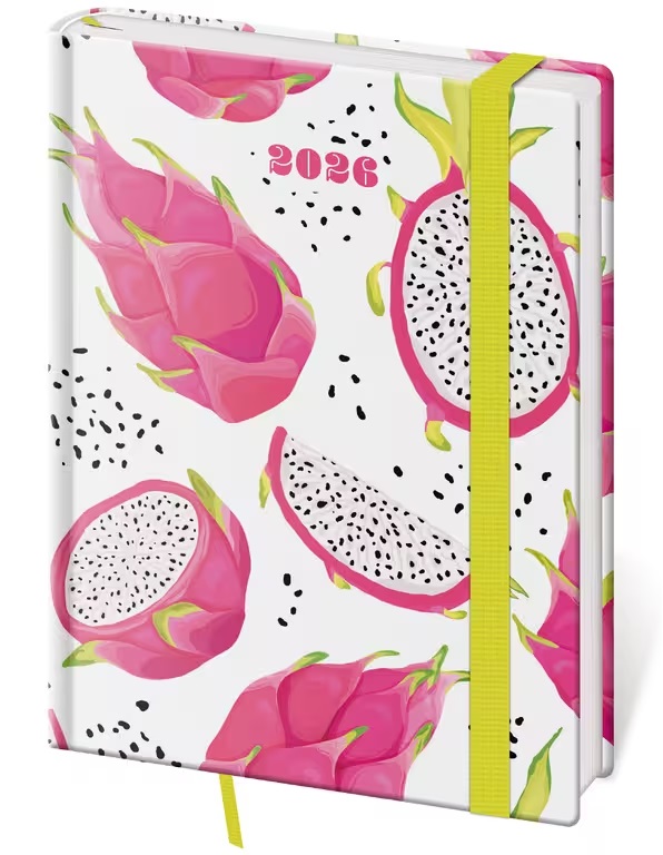 *H26  DV433-21-26   Diary weekly B6 Vario - Pitaya s gumičkou , 120x165