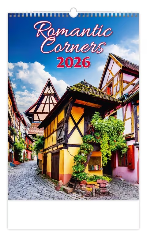 *H26  N147-26  nástěnný kalendář  Romantic Corners , 315x450(70)