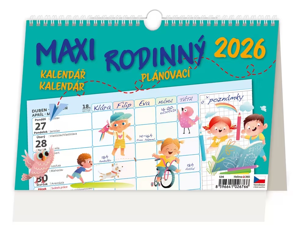 *H26  S36-26  stolní  MAXI RODINNÝ plánovací kalendář   NEW , 240x160(30)