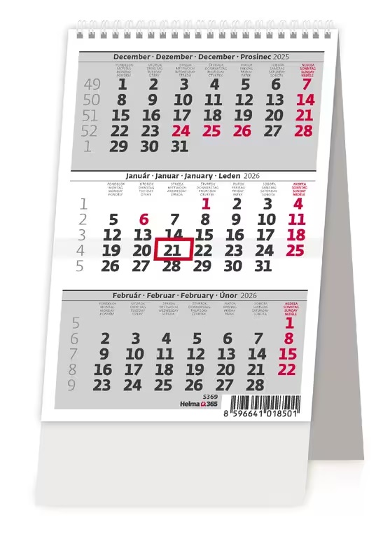 *H26  S69-26  stolní  MINI tříměsíční kalendář ČR/SR , 110x160(35)