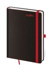 *H27  DB422-1-24  Diář denní A5 Black Red s poutkem na propisku  ,  143x205