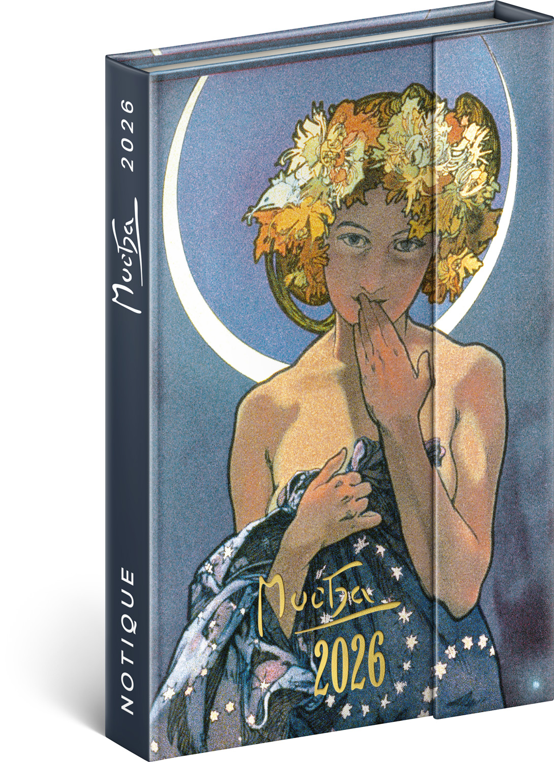 *P26  PGD-35561-V  NOTIQUE Týdenní magnetický diář Alfons Mucha 2026, 11 x 16 cm