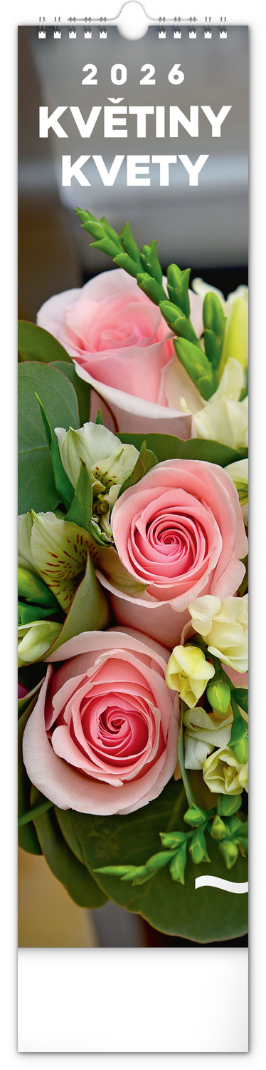*P26  PGN-35755-L  NOTIQUE Nástěnný kalendář Květiny – Kvety 2026, 12 x 48 cm