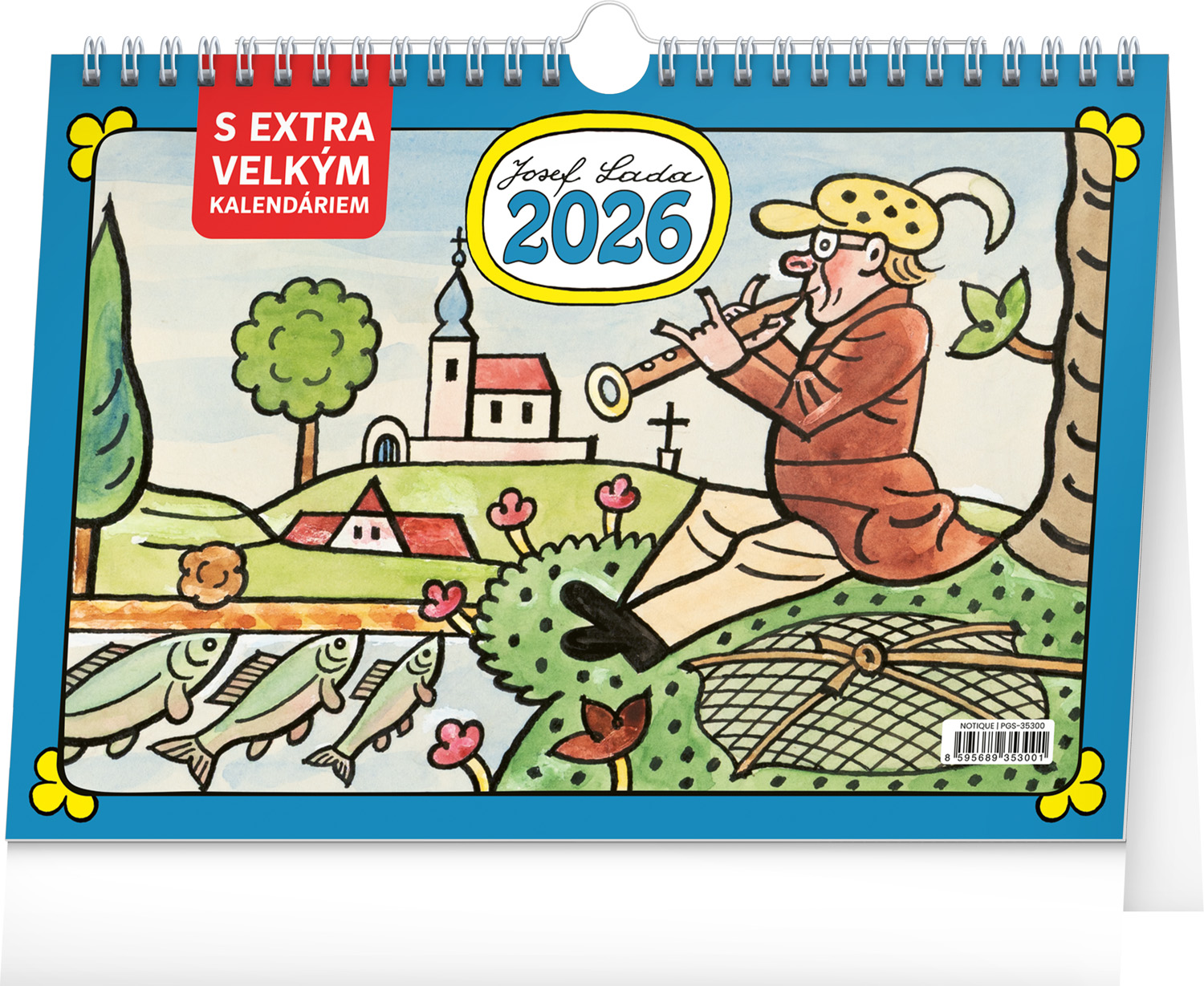 *P26  PGS-35300  NOTIQUE Stolní kalendář Josef Lada s extra velkým kalendáriem 2026, 30 x 21 cm