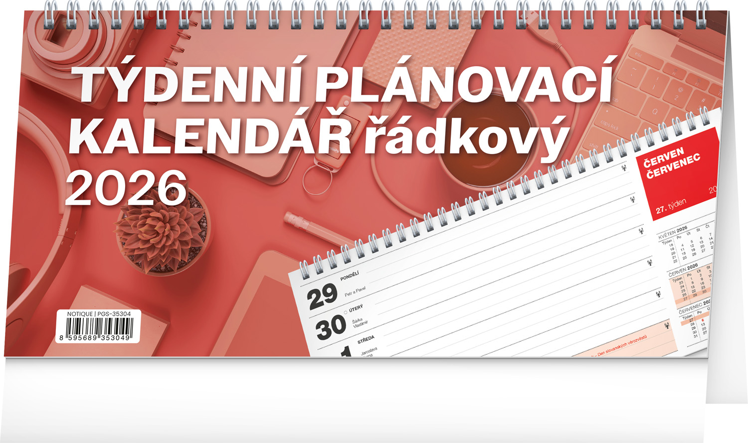 *P26  PGS-35304  NOTIQUE Stolní kalendář Plánovací řádkový 2026, 25 x 12,5 cm