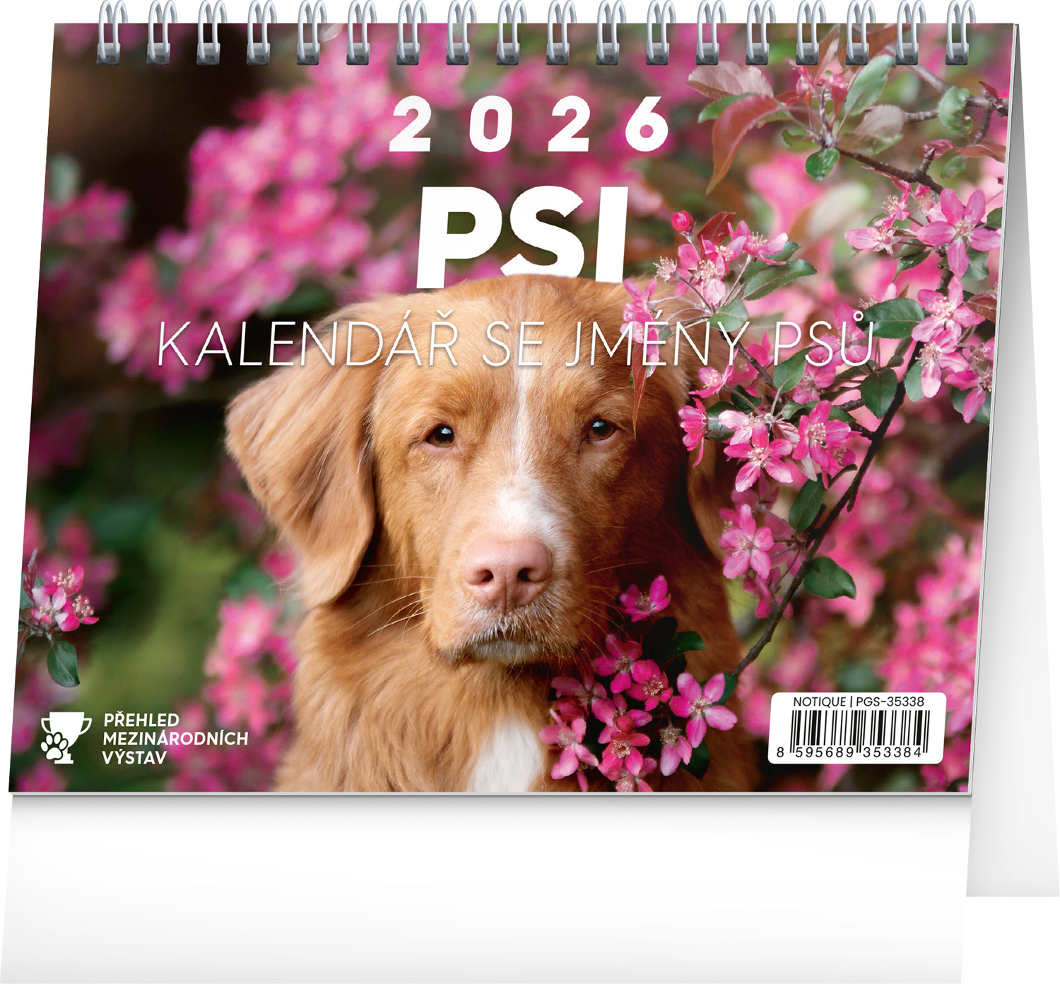 *P26  PGS-35338  NOTIQUE Stolní kalendář Psi – se jmény psů 2026, 16,5 x 13 cm