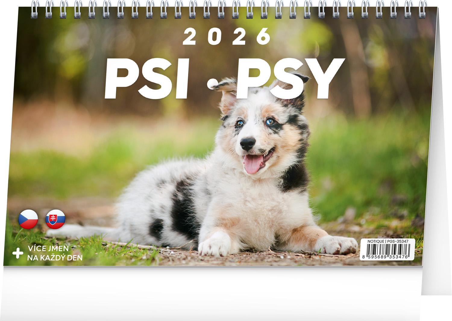 *P26  PGS-35347  NOTIQUE Stolní kalendář Psi – Psy CZ/SK 2026, 23,1 x 14,5 cm