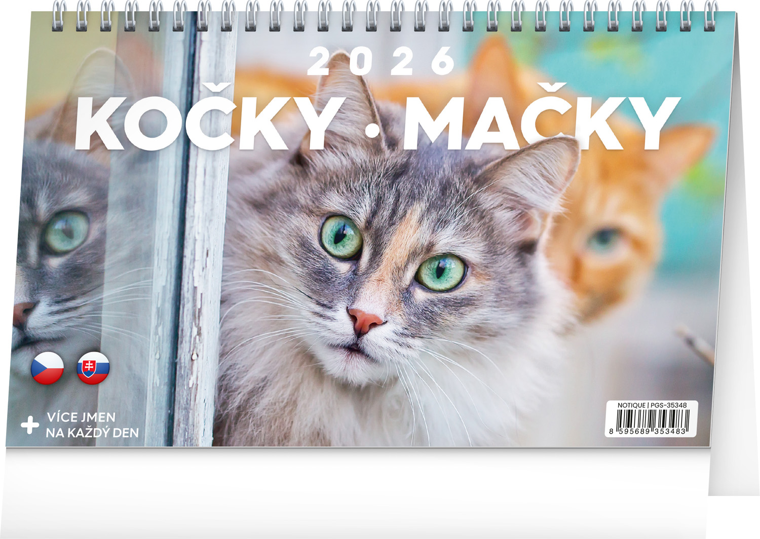 *P26  PGS-35348  NOTIQUE Stolní kalendář Kočky – Mačky CZ/SK 2026, 23,1 x 14,5 cm
