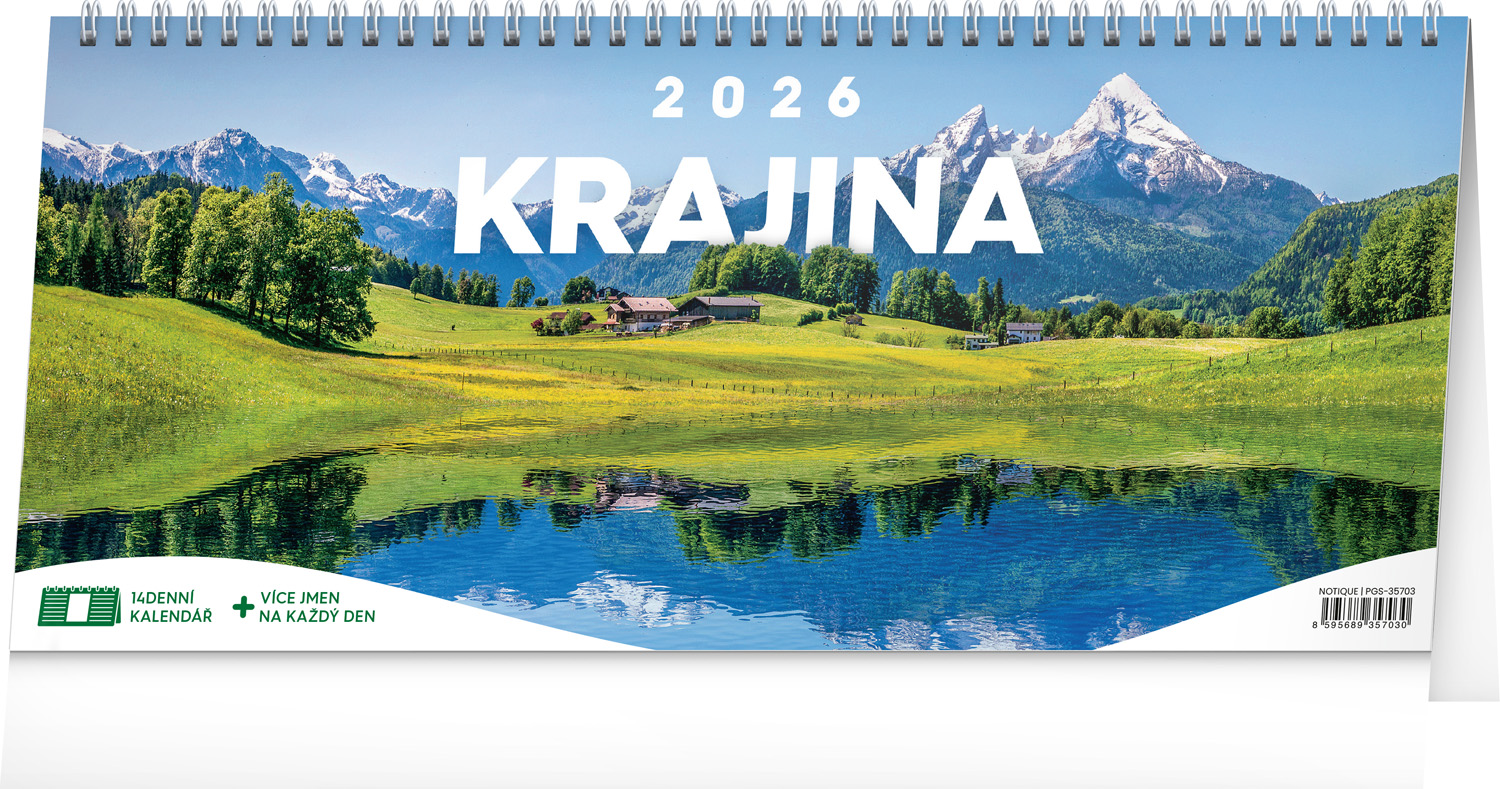 *P26  PGS-35703  NOTIQUE Stolní kalendář Krajina 2026 – 14denní, 33 x 14,5 cm