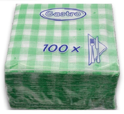 Ubrousky 33x33/100 KARO zelené       70556