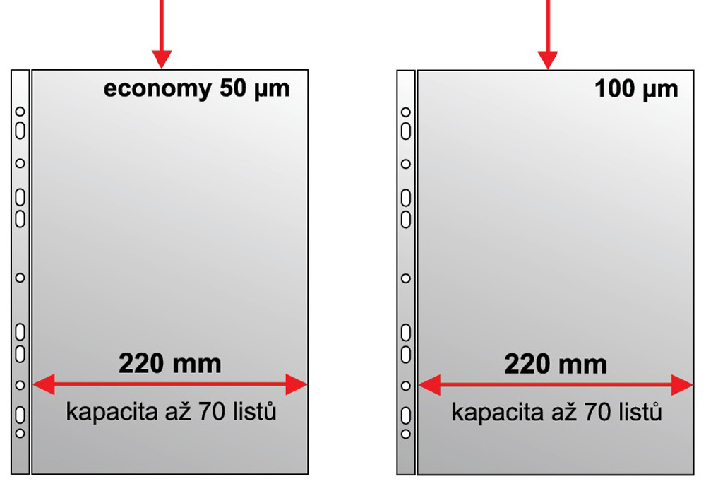 obal A4 U závěsný rozšířený MAXI 50my 2-022